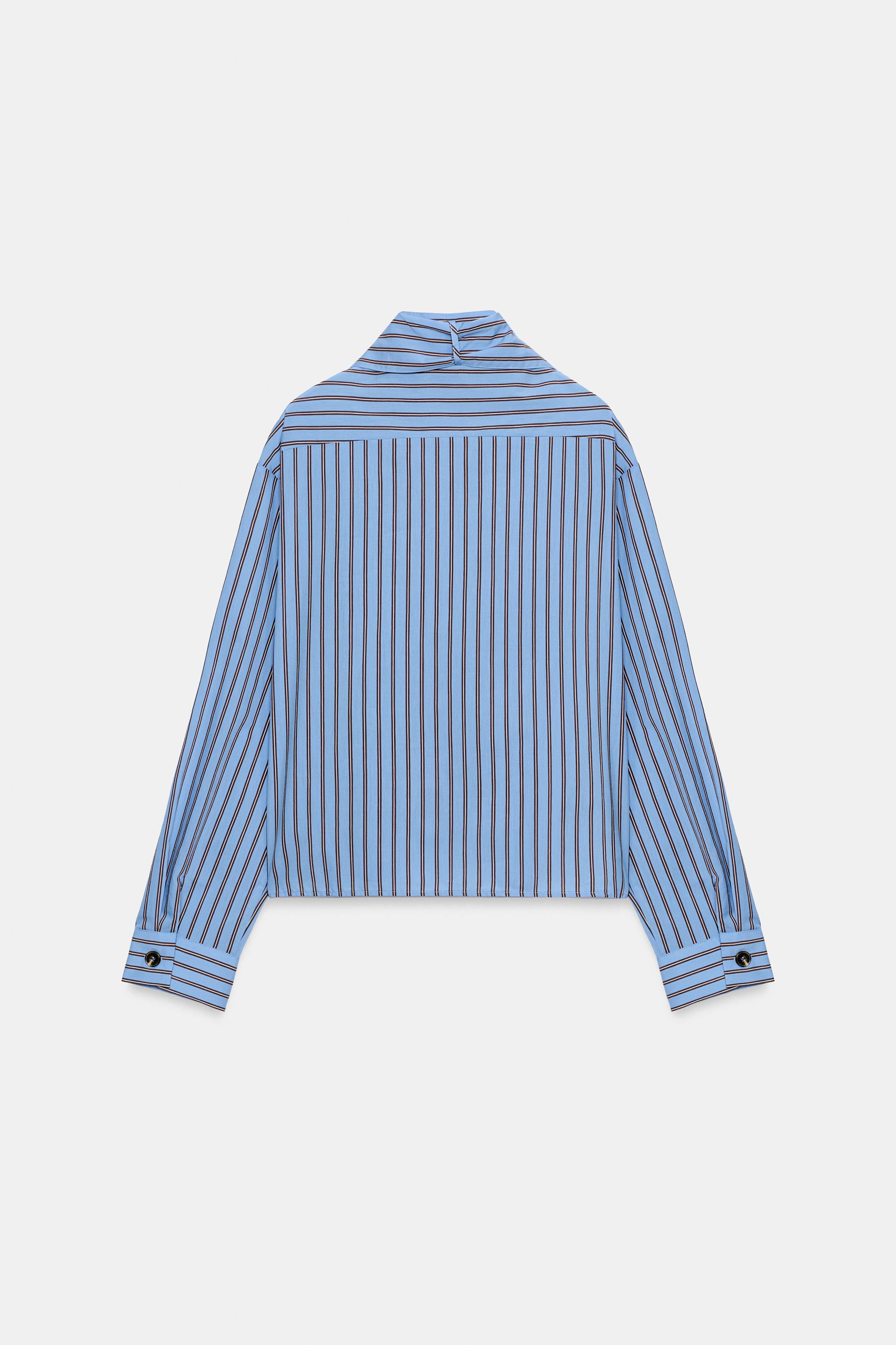 STRIPED TIE-DETAIL SHIRT